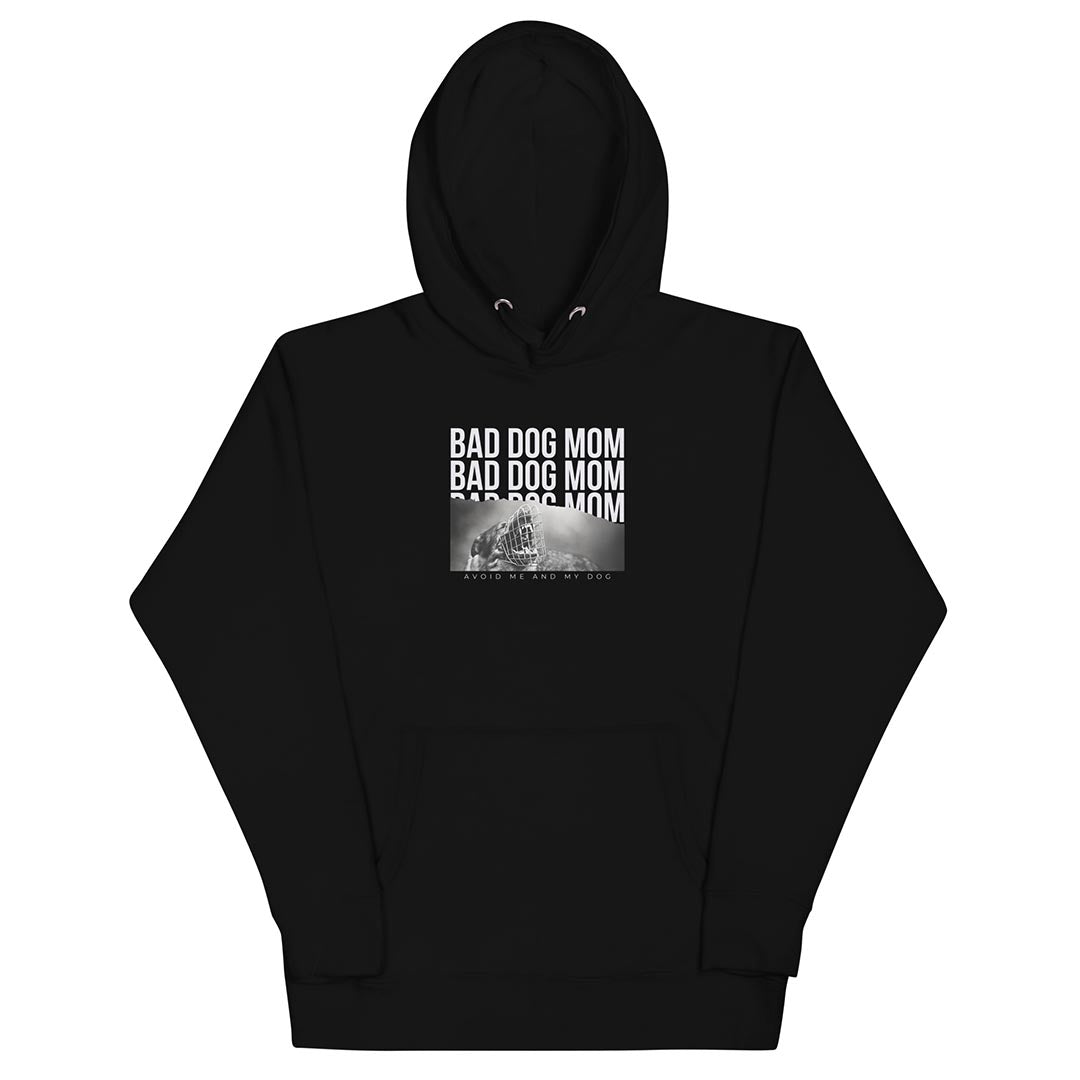 Bad dog mom hoodie for German Shepherd lovers and owners, black color - GSD Colony