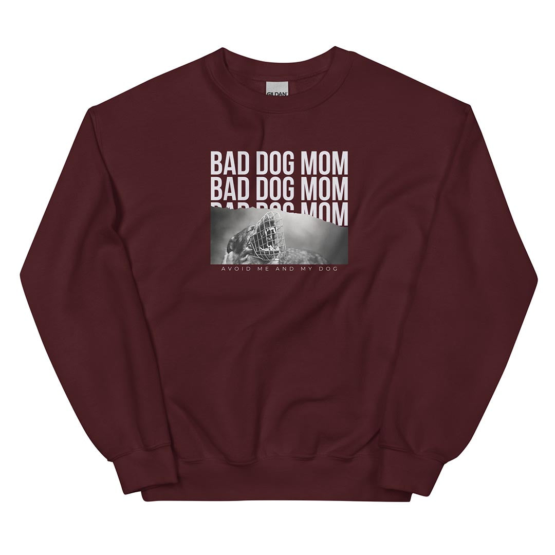 Bad dog mom sweatshirt for German Shepherd lovers and owners, red color - GSD Colony