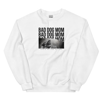 Bad dog mom sweatshirt for German Shepherd lovers and owners, white color - GSD Colony