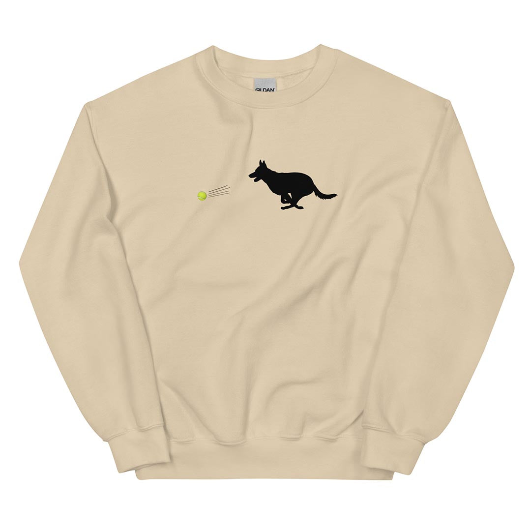 Ball chaser German Shepherd lovers sweatshirt beige color - GSD Colony