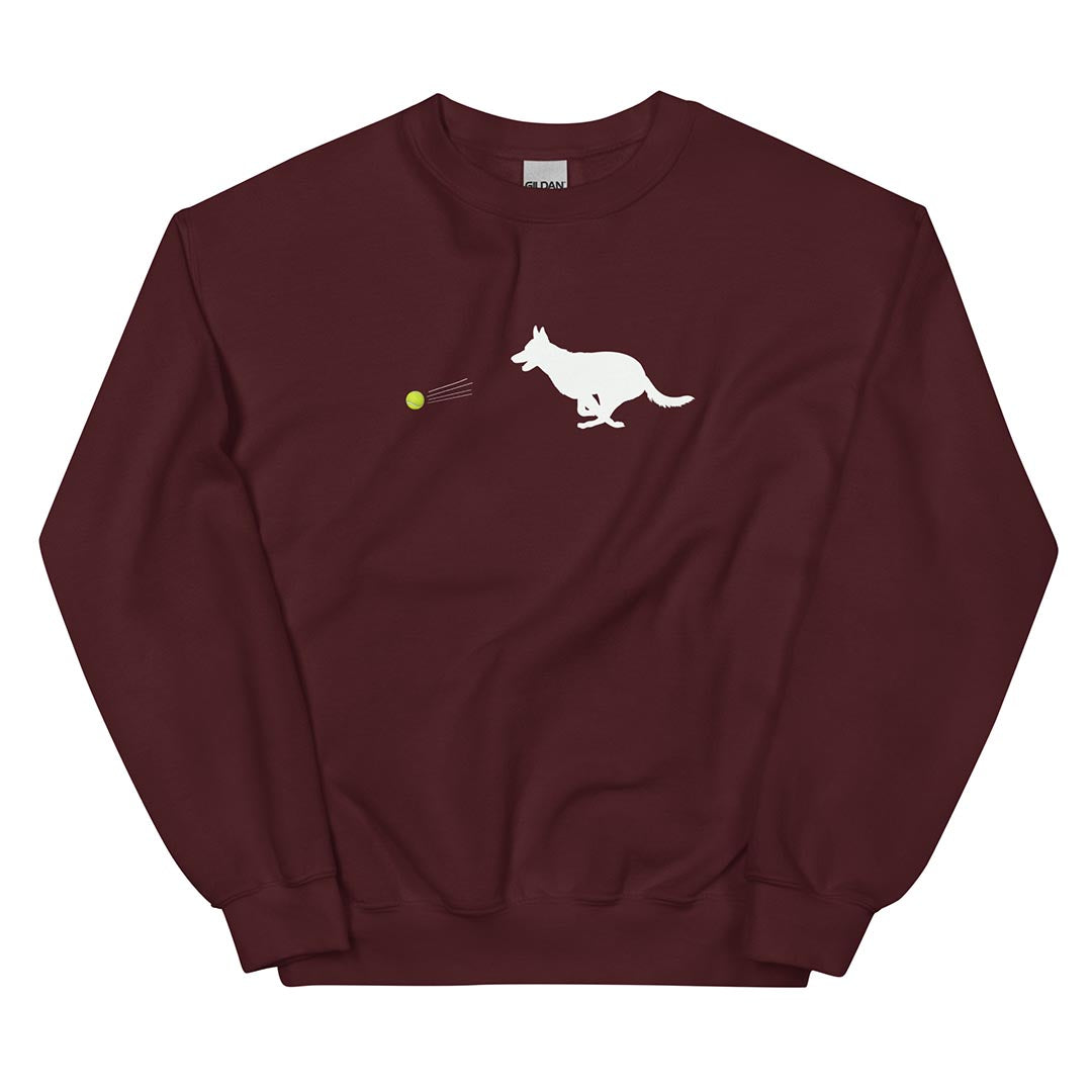 Ball chaser German Shepherd lovers sweatshirt red color - GSD Colony