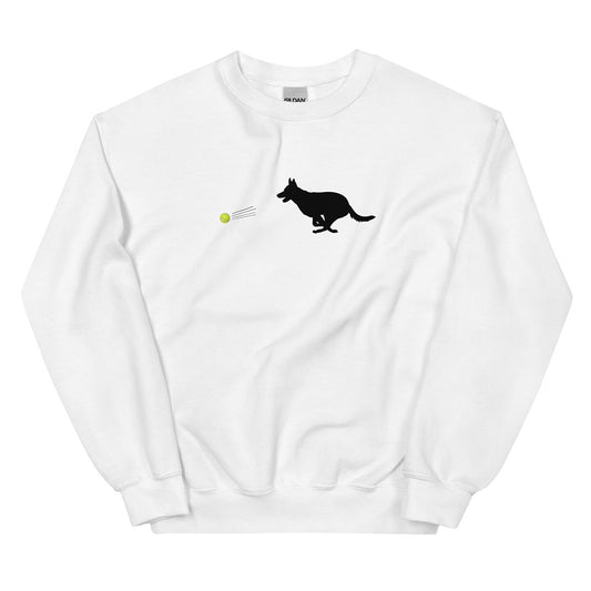 Ball chaser German Shepherd lovers sweatshirt white color - GSD Colony