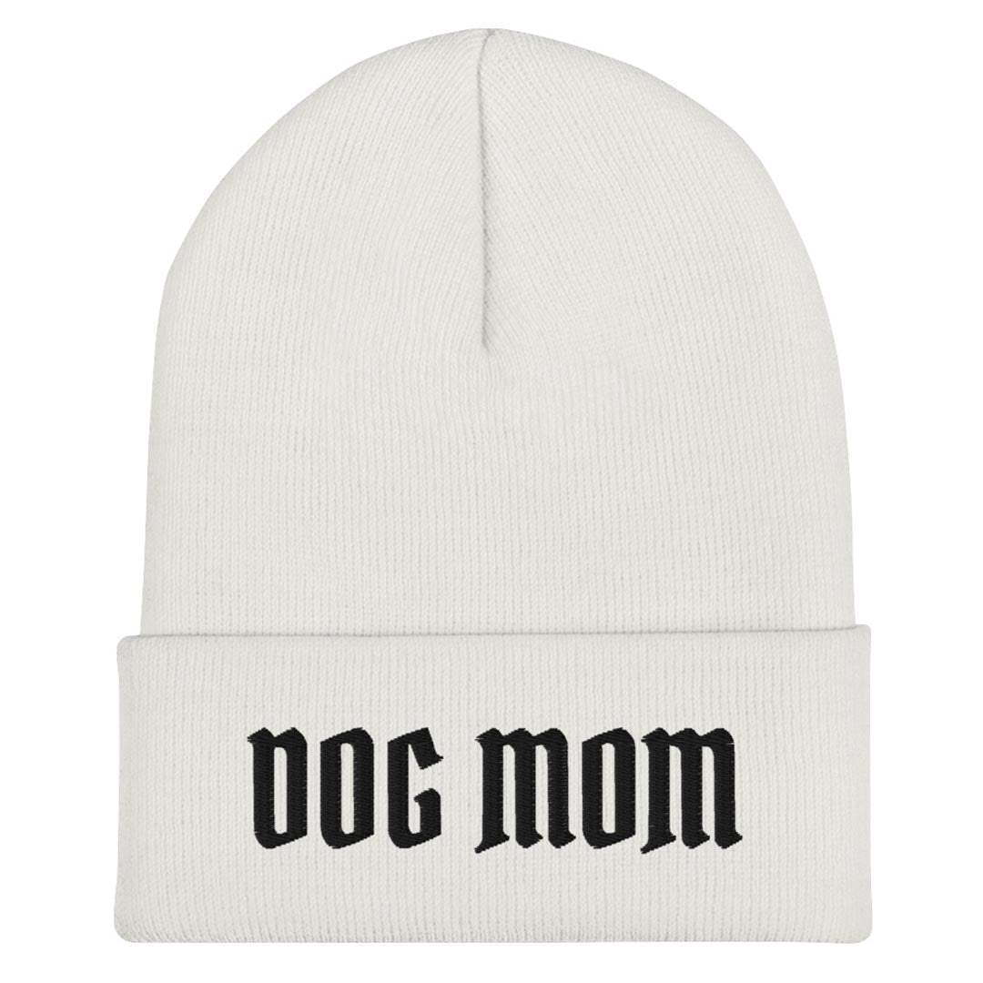 Dog mom beanie hat made for German Shepherd lovers and owners, white color - GSD Colony