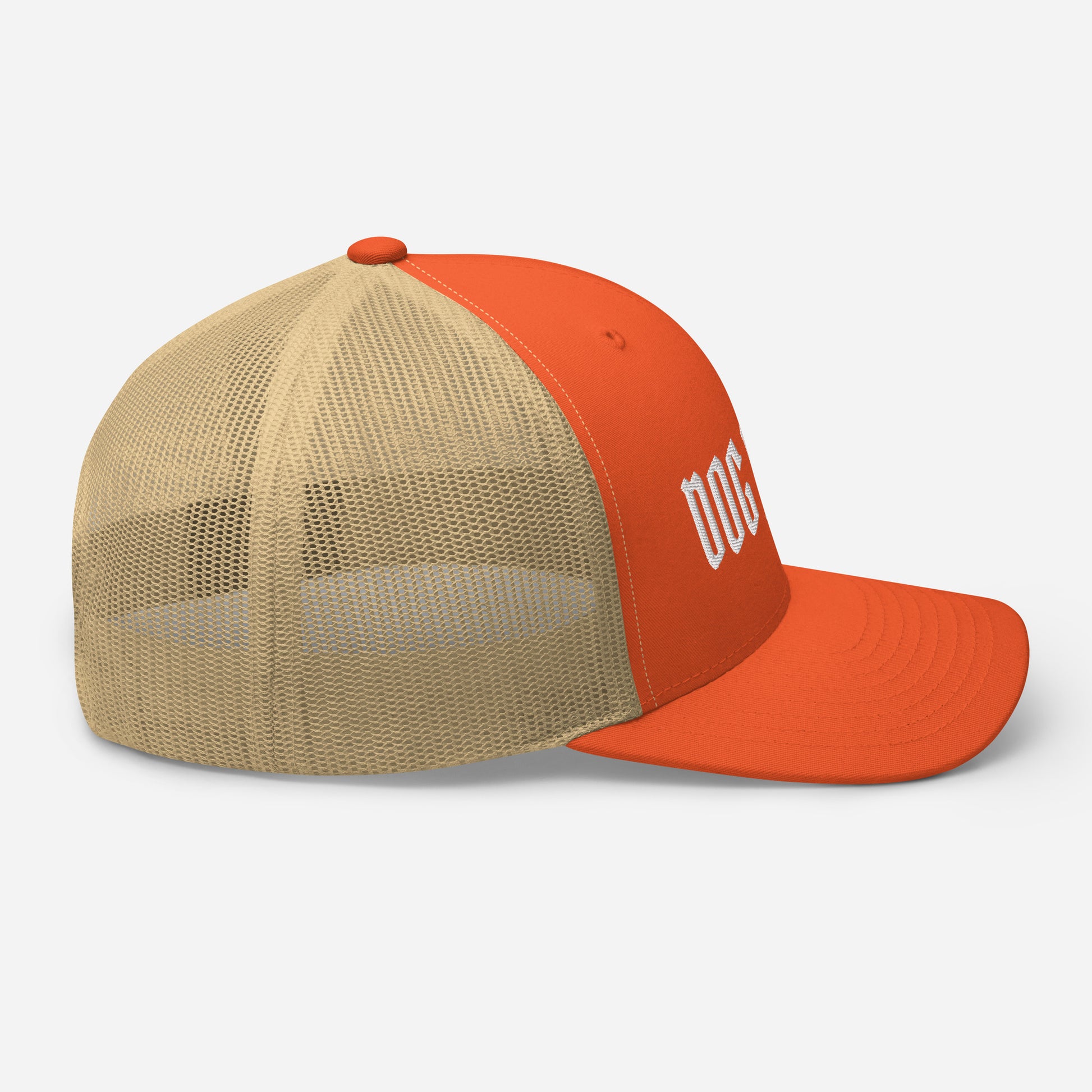 Dog mom trucker hat made for German Shepherd lovers and owners, orange color - GSD Colony