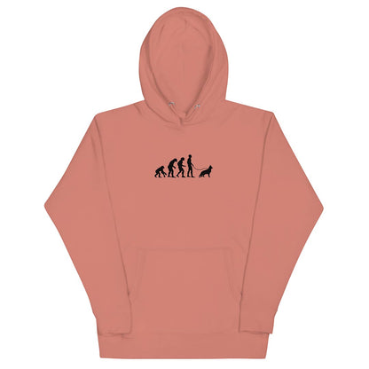 German Shepherd and human evolution hoodie for dog lovers pink color - GSD Colony