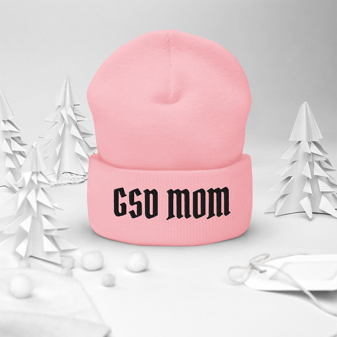 GSD Mom Beanie hat made for German Shepherd lovers and owners, pink color - GSD Colony