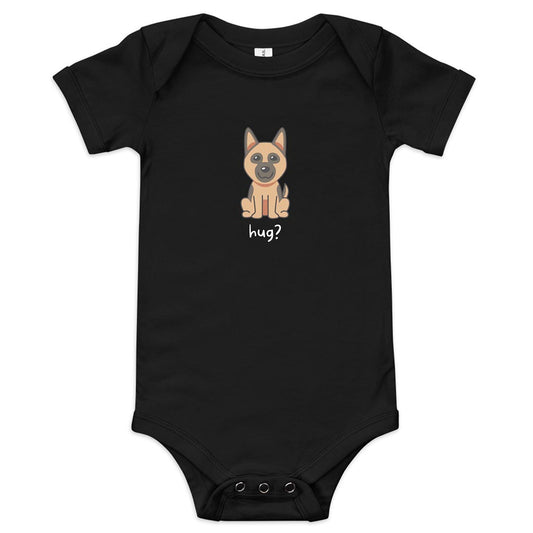 Hug? Baby short sleeve one piece made for German Shepherd lovers and owners, black color - GSD Colony