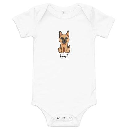 Hug? Baby short sleeve one piece made for German Shepherd lovers and owners, white color - GSD Colony