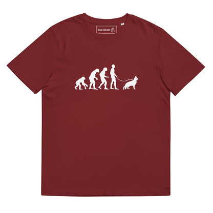 Human and German Shepherd evolution T-Shirt for GSD Lovers and owners red color - GSD Colony