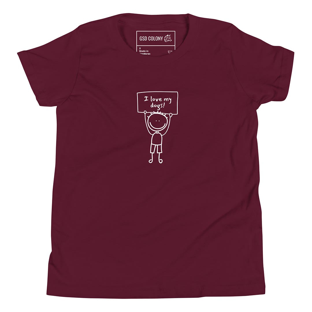 I love my dogs German Shepherd t-shirt for kids, red  color - GSD Colony