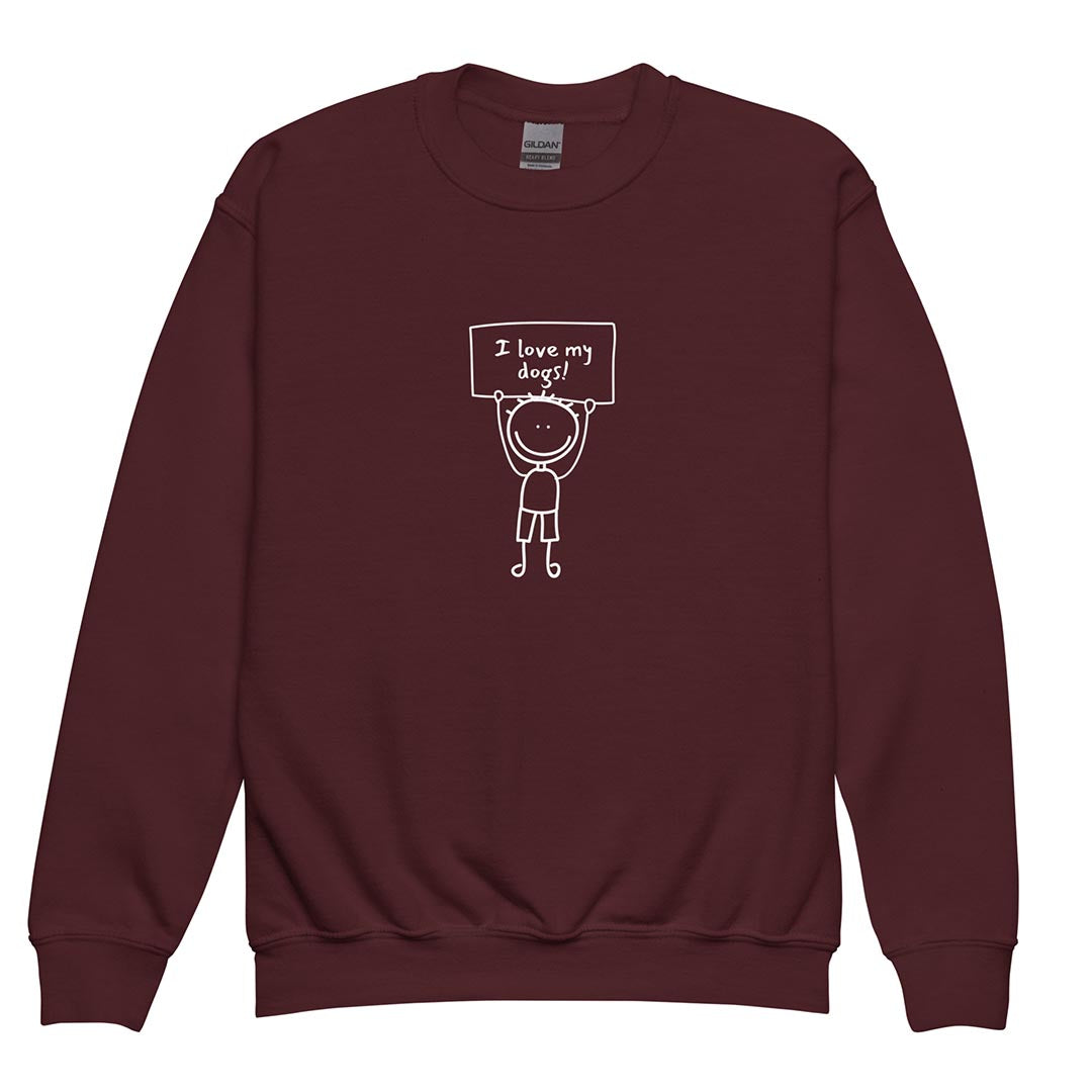I love my dogs kid sweatshirt for German Shepherd lovers, red color - GSD Colony