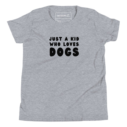 Just a kid who loves dogs kid tshirt for German Shepherd lovers, grey color - GSD Colony