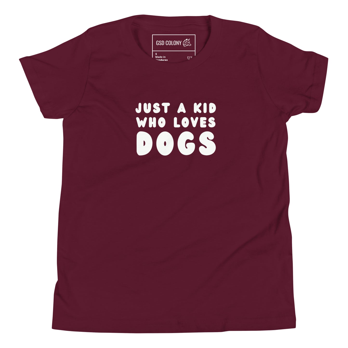 Just a kid who loves dogs kid tshirt for German Shepherd lovers, red color - GSD Colony