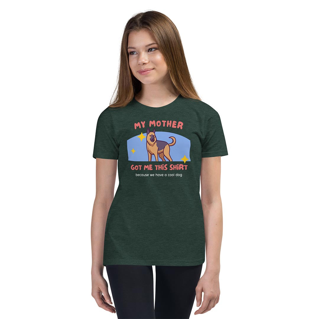 My mother got me this tshirt kid shirt for German Shepherd lovers, green color - GSD Colony