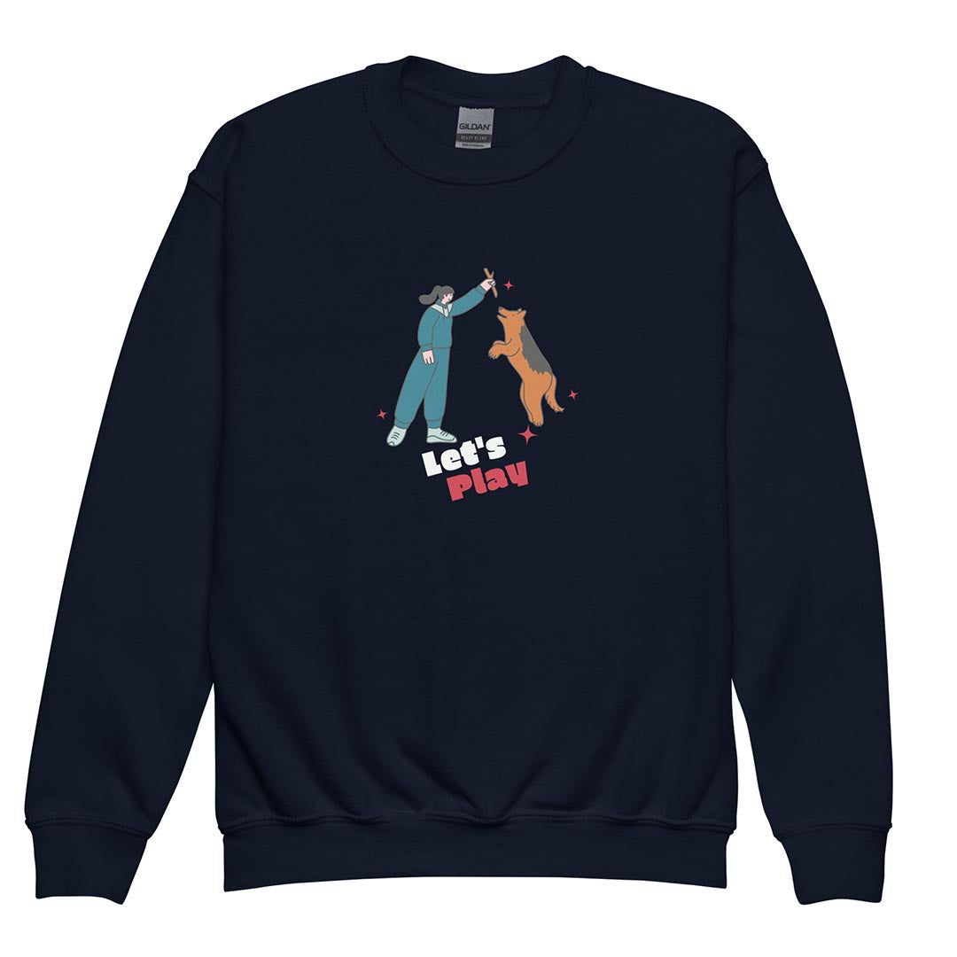Let's play kid sweatshirt made for German Shepherd lovers, navy-blue color - GSD Colony