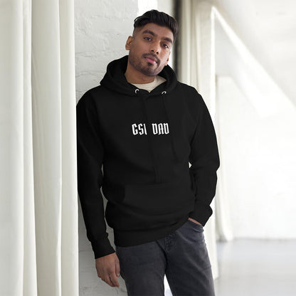 Model in GSD Dad hoodie for German Shepherd owners and lovers, black color - GSD Colony