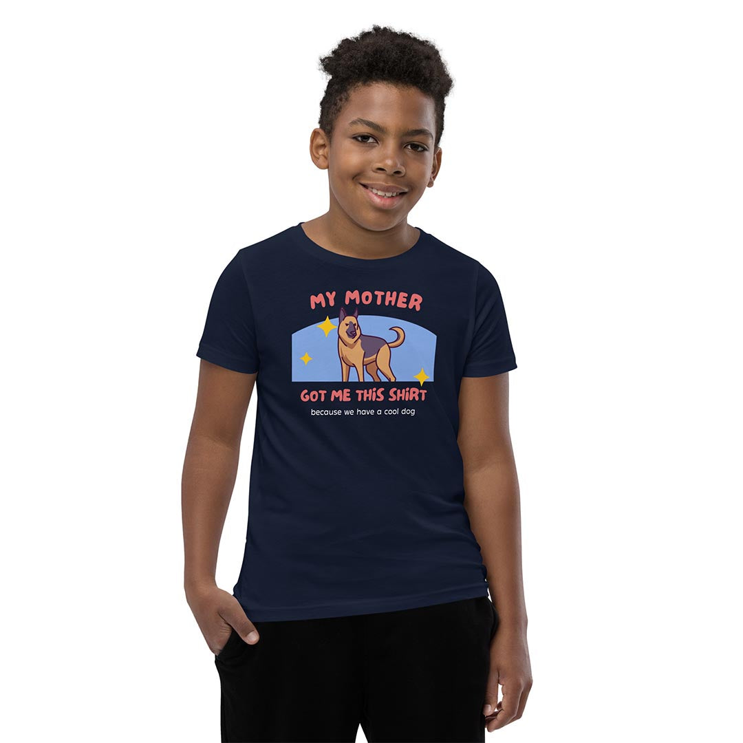My mother got me this tshirt kid shirt for German Shepherd lovers, navy blue color - GSD Colony