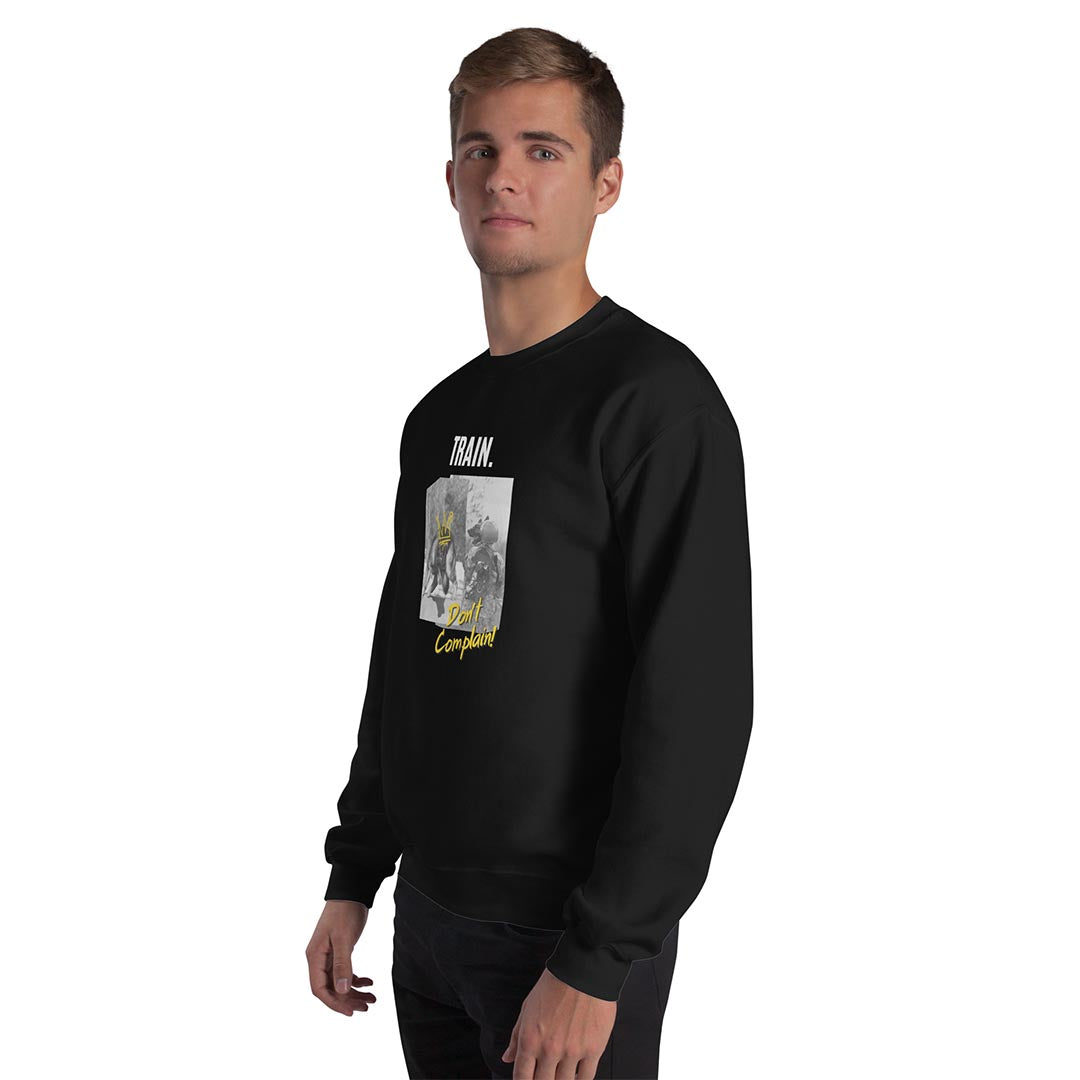 Man in Train, don't complain sweatshirt for German Shepherd lovers and owners, beige color - GSD Colony