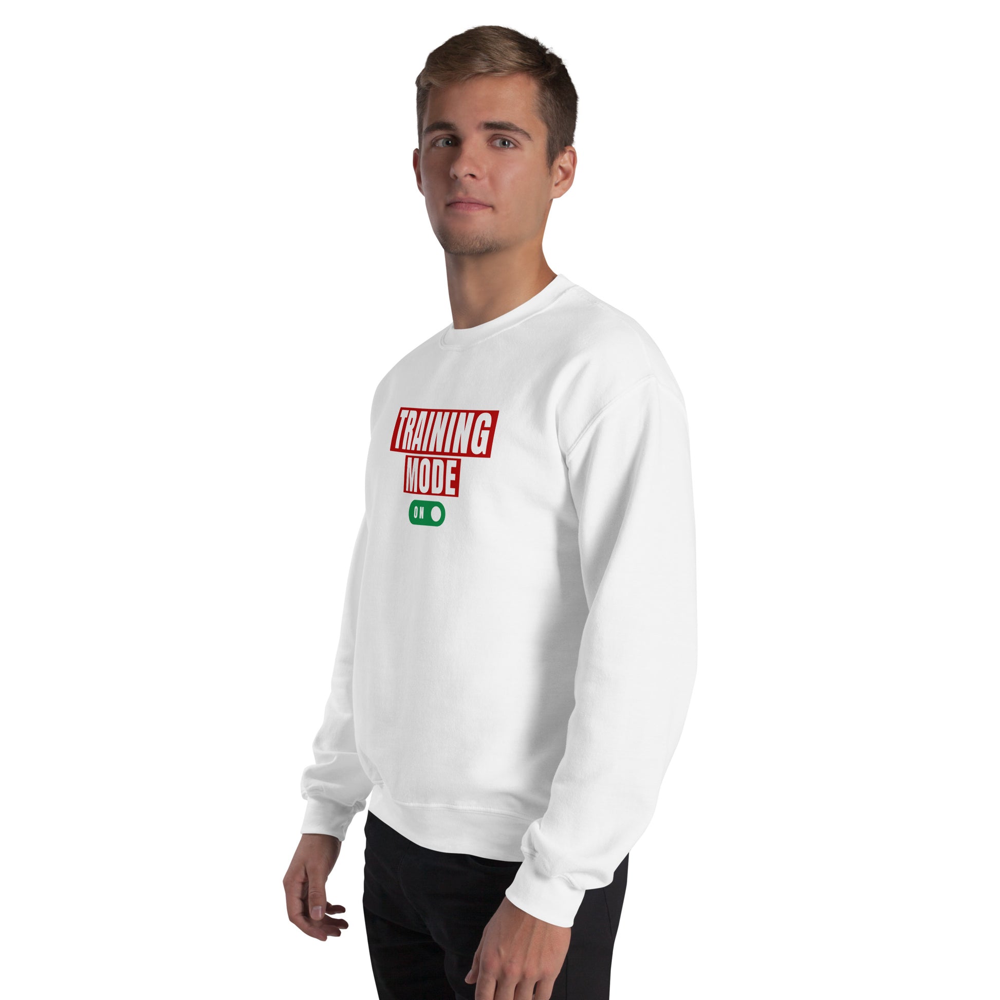 Model in Training mode on German Shepherd dog lovers and owners sweatshirt, white color - GSD Colony