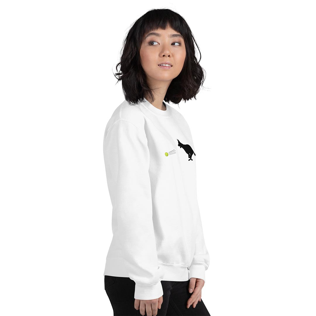 Model in Ball chaser German Shepherd lovers sweatshirt white color - GSD Colony
