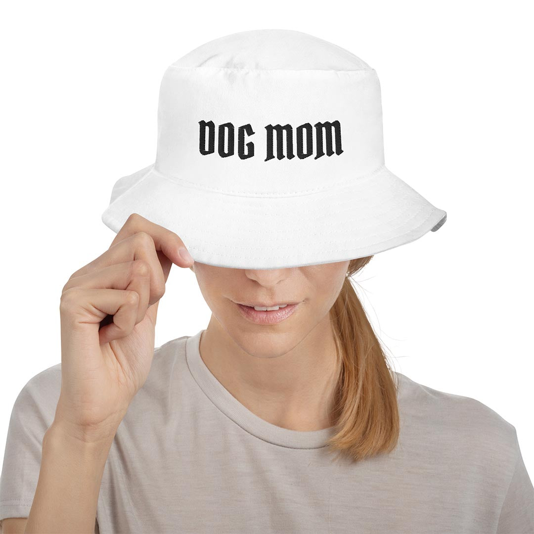 Model in Bucket paw hat made for German Shepherd lovers and owners, white color - GSD Colony