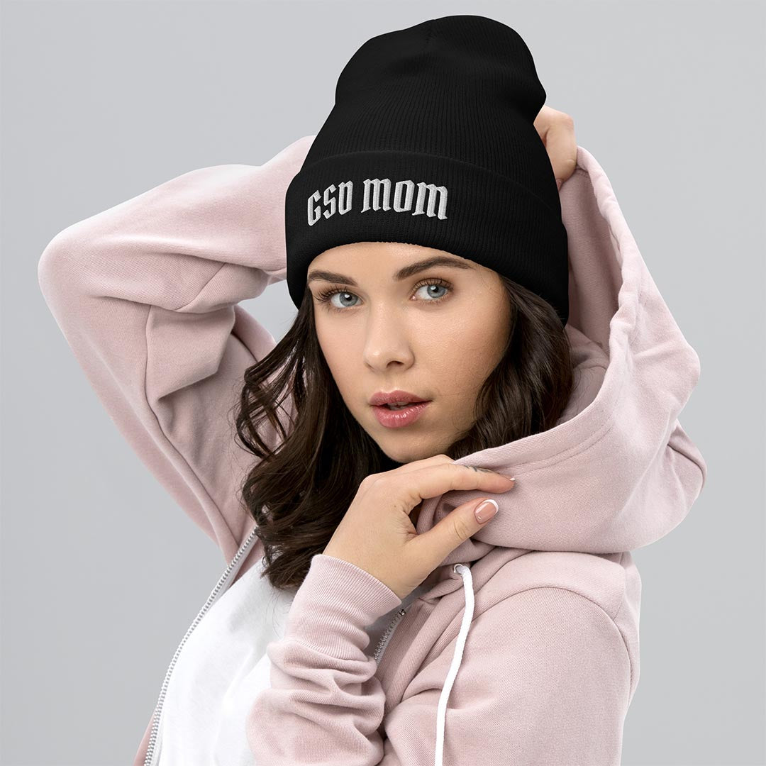 GSD Mom Beanie hat made for German Shepherd lovers and owners, black color - GSD Colony