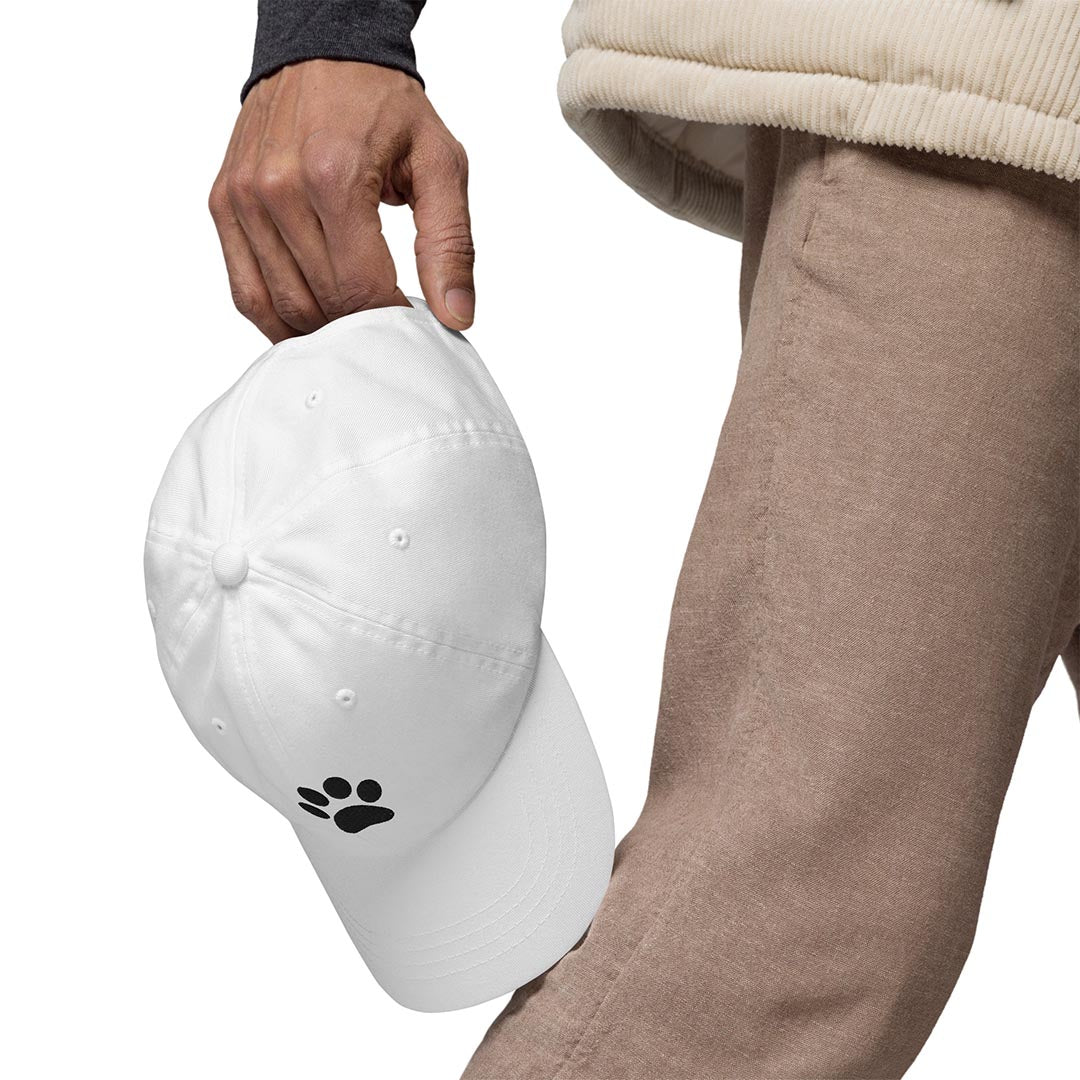 Paw print dad hat made for German Shepherd lovers and owners, white color - GSD Colony
