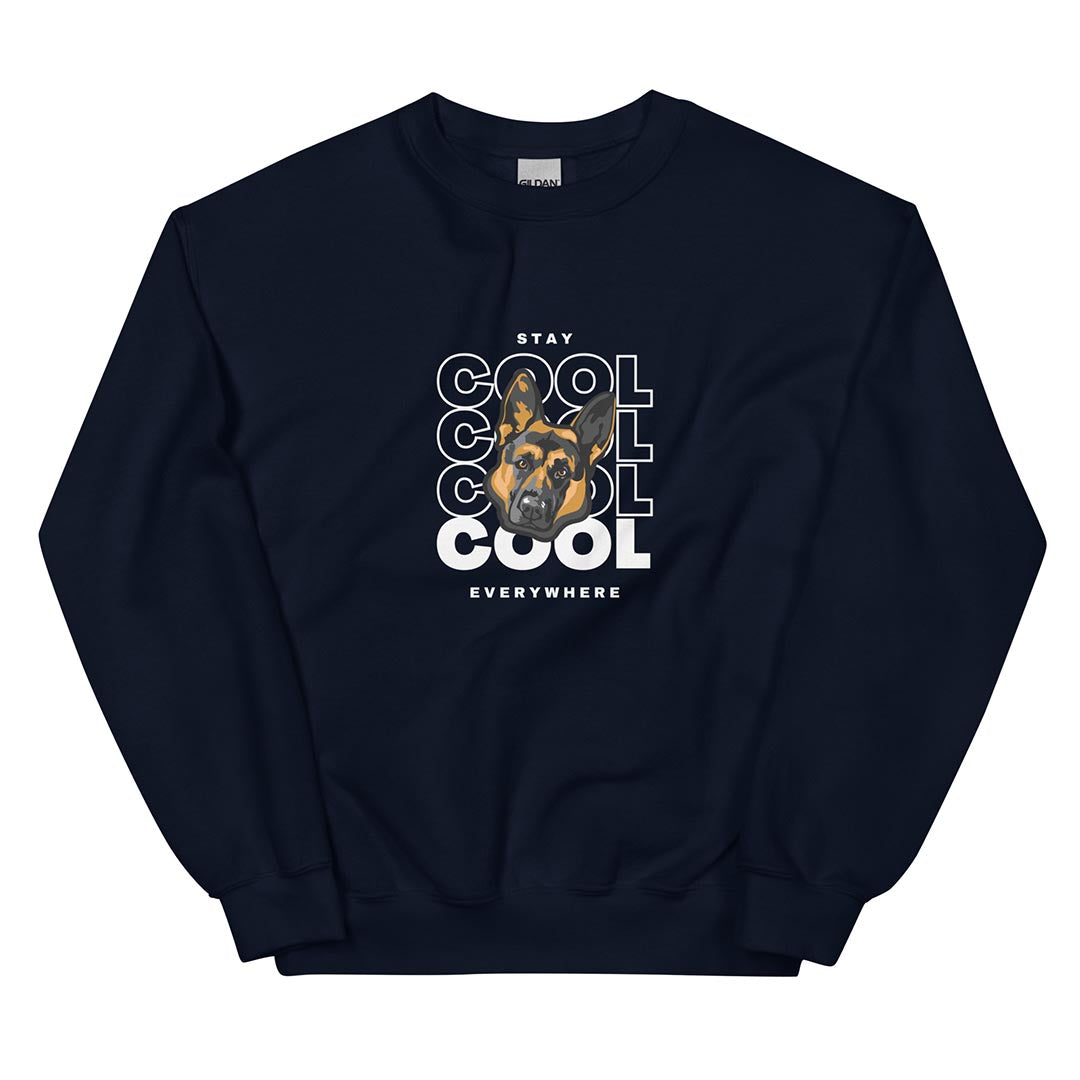 Stay cool German Shepherd sweatshirt, blue color - GSD Colony