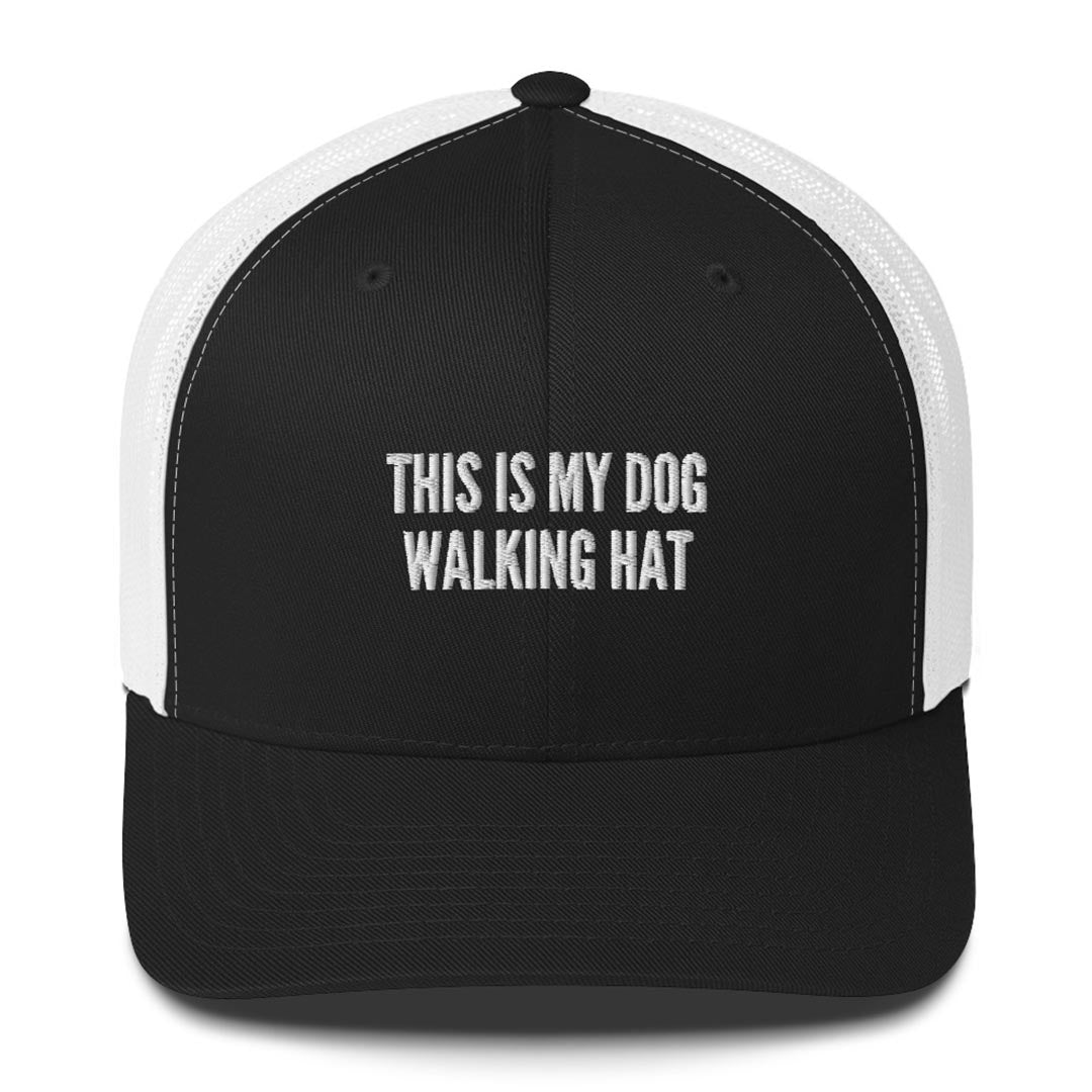 This is my dog walking hat trucker cap made for German Shepherd lovers and owners, black and white color - GSD Colony