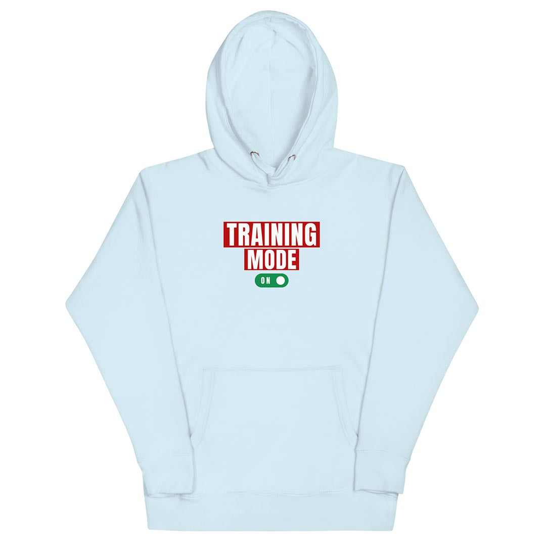 Training mode on dog lover owner hoodie, light blue color - GSD Colony