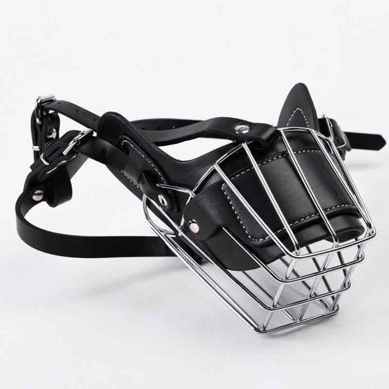 German Shepherd Adjustable Black Leather Dog Metal Muzzle - Gsdcolony.com