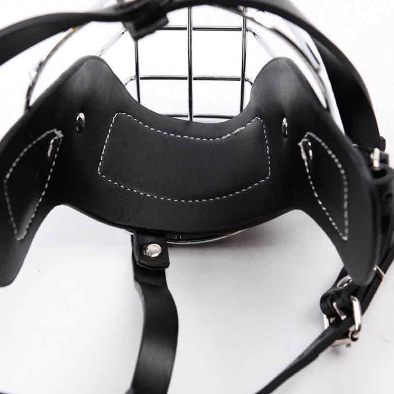 Black Leather German Shepherd Dog Metal Muzzle, Adjustable Dog Wire Basket - Gsdcolony.com