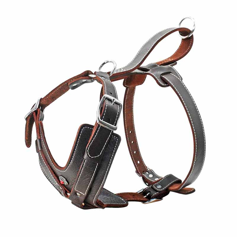 Leather German Shepherd dog harness with handle