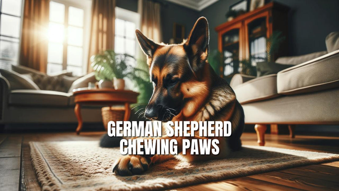 German Shepherd Chewing Paws