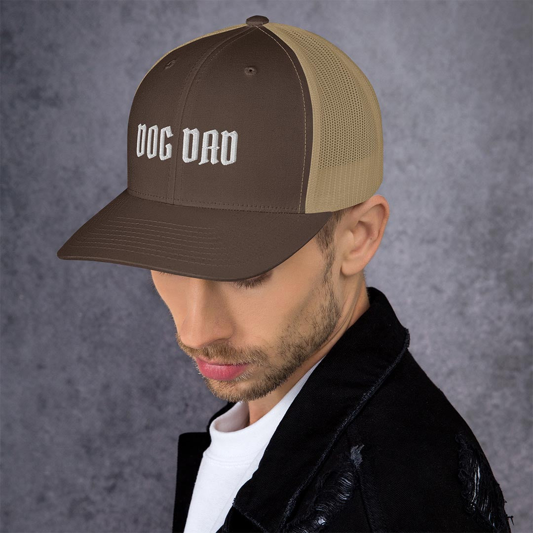 Dog dad trucker hat mode for German shepherd lovers and owners, brown color - GSD Colony
