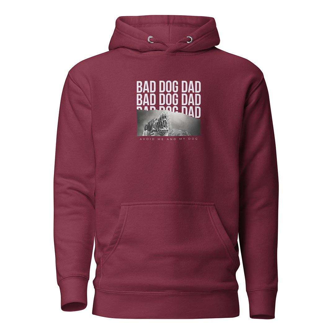 Bad Dog Dad Hoodie for German Shepherd lovers and owners, red color - GSD Colony