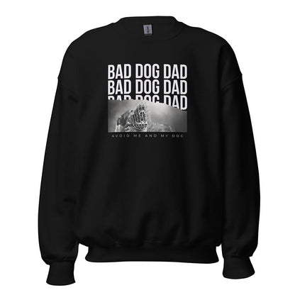 Bad Dog Dad Sweatshirt made for German Shepherd lovers and owners, black color - GSD Colony