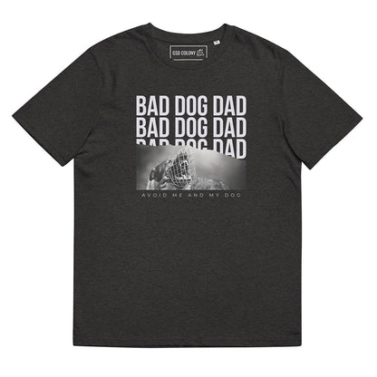 Bad Dog Dad T-Shirt for German Shepherd lovers and owners, grey color - GSD Colony