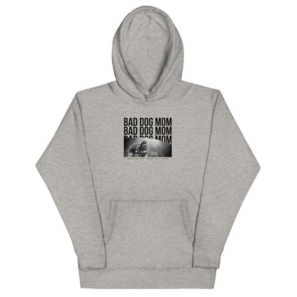 Bad dog mom hoodie for German Shepherd lovers and owners, grey color - GSD Colony