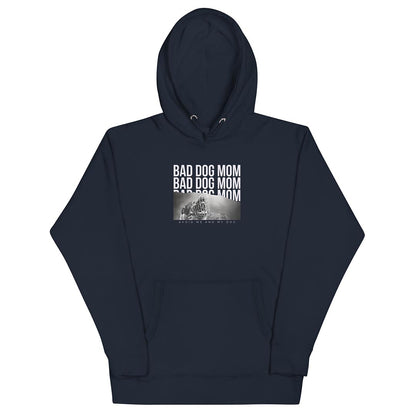 Bad dog mom hoodie for German Shepherd lovers and owners, navy blue color - GSD Colony