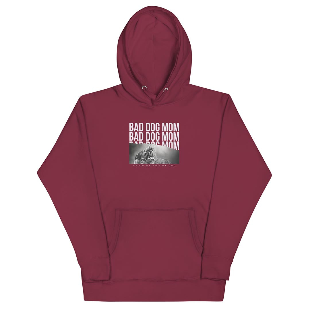 Bad dog mom hoodie for German Shepherd lovers and owners, red color - GSD Colony