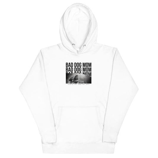 Bad dog mom hoodie for German Shepherd lovers and owners, white color - GSD Colony