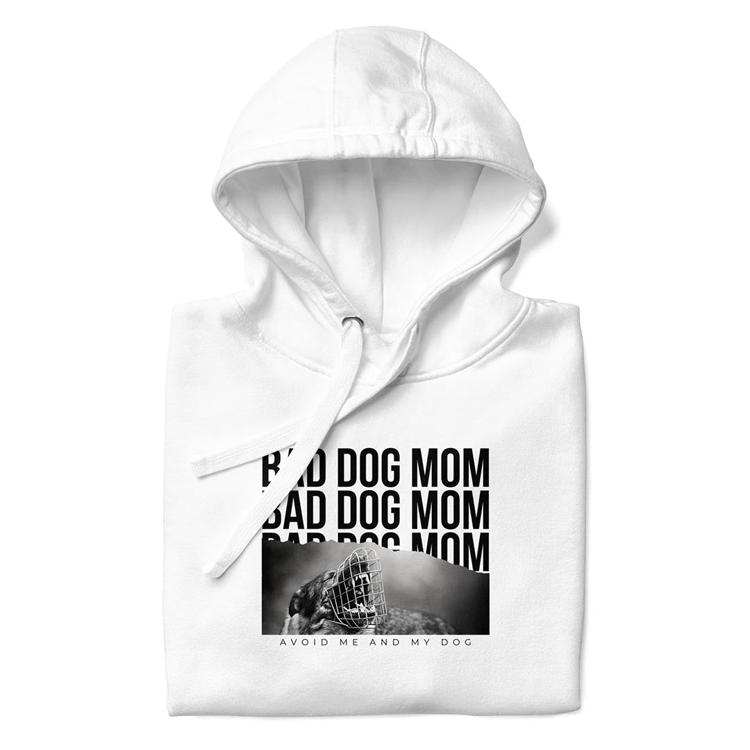 Bad dog mom hoodie for German Shepherd lovers and owners, white colors - GSD Colony
