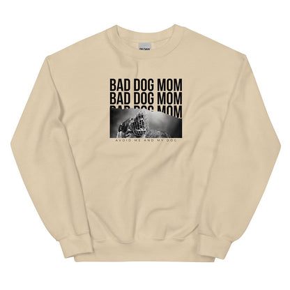 Bad dog mom sweatshirt for German Shepherd lovers and owners, beige color - GSD Colony