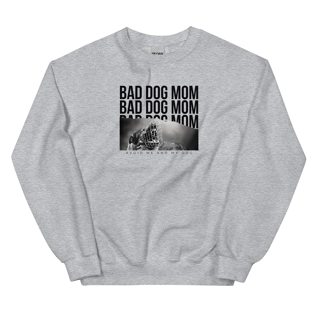 Bad dog mom sweatshirt for German Shepherd lovers and owners, grey color - GSD Colony