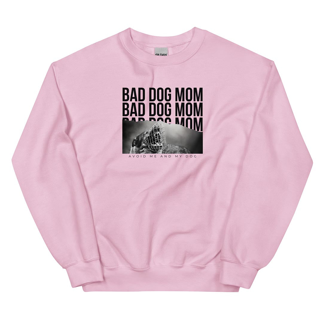 Bad dog mom sweatshirt for German Shepherd lovers and owners, pink color - GSD Colony