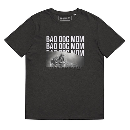 Bad dog mom T-Shirt for German Shepherd lovers and owners, grey color - GSD Colony