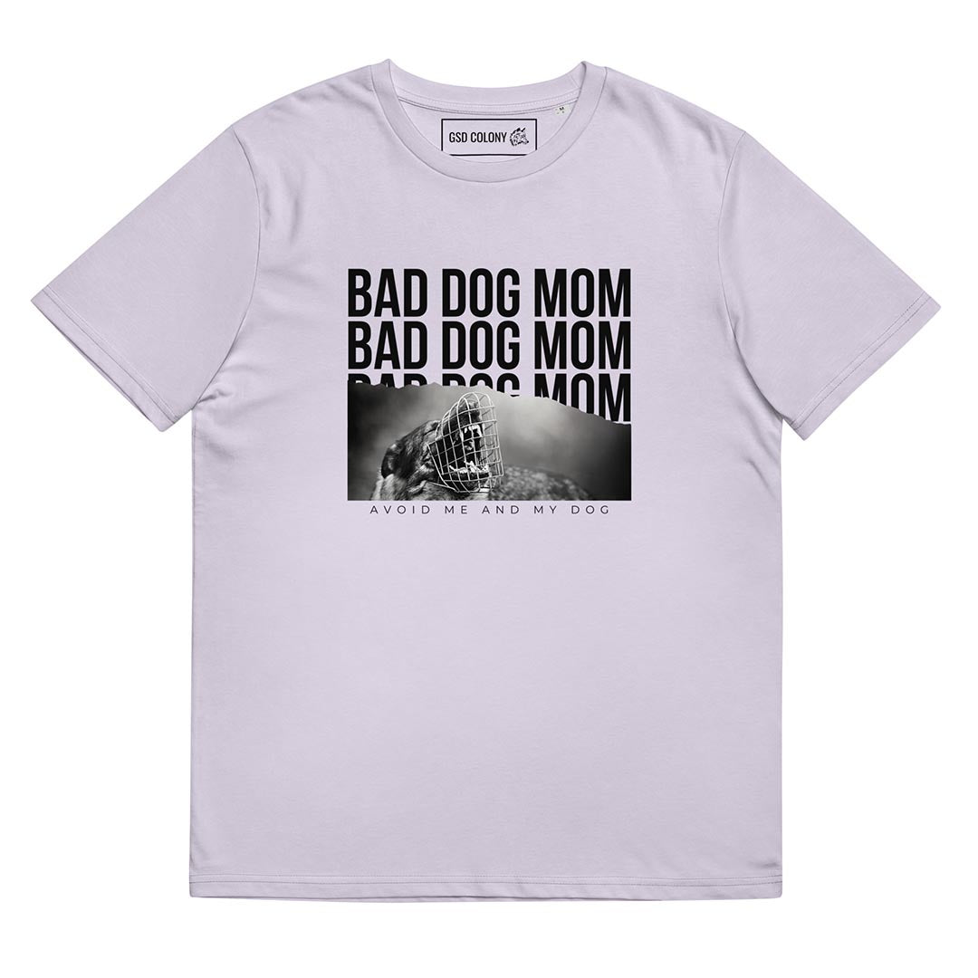 Bad dog mom T-Shirt for German Shepherd lovers and owners, lavender color - GSD Colony