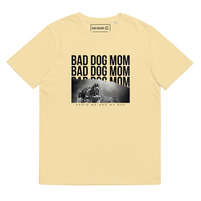 Bad dog mom T-Shirt for German Shepherd lovers and owners, yellow color - GSD Colony
