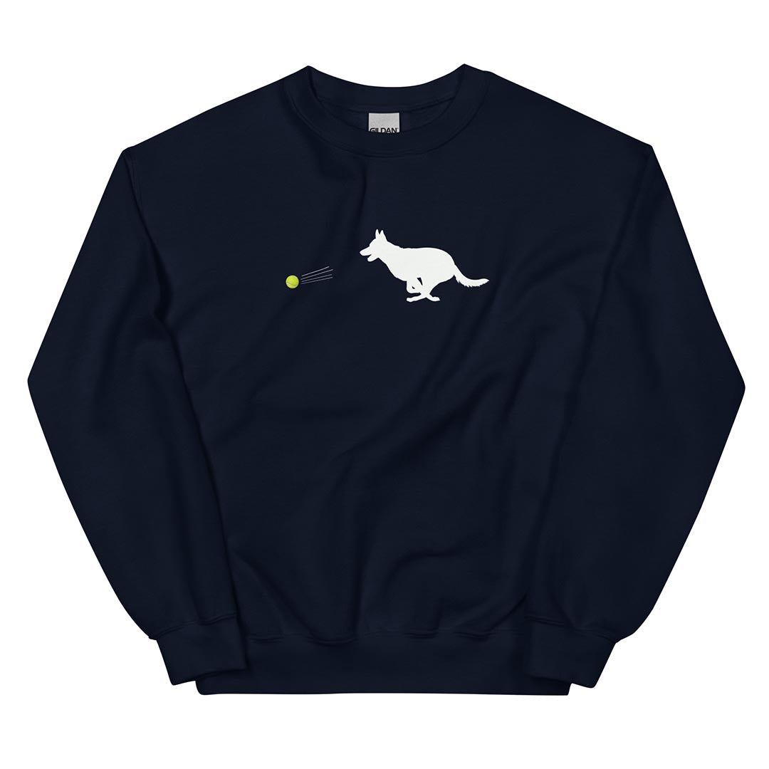 Ball chaser German Shepherd lovers sweatshirt navy blue color - GSD Colony